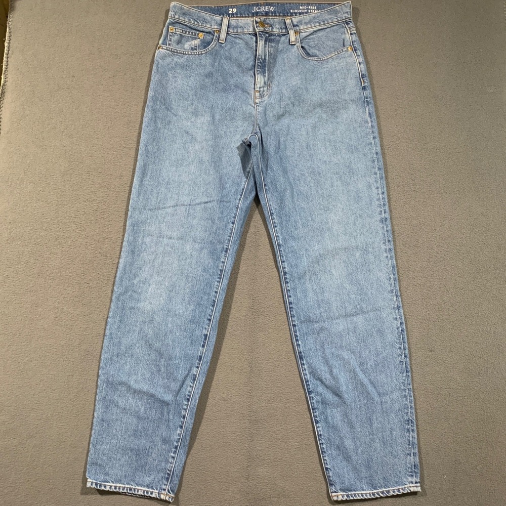 J.Crew Slouchy Straight Jeans Women 29 Blue Excellent Mid-Rise Cotton Lyocell
